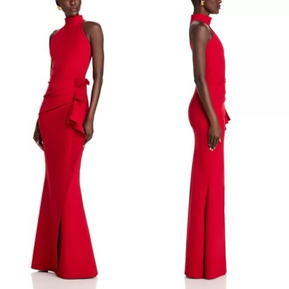 NWT CHIARA BONI LA PETITE ROBE Gudrum Halter Ruffle Gown Size 44(US8) $995 - Picture 2 of 11